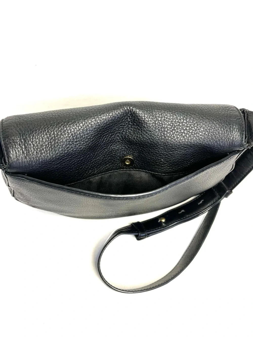 Michaels Kors Black Pebbled Leather Flap Crossbody